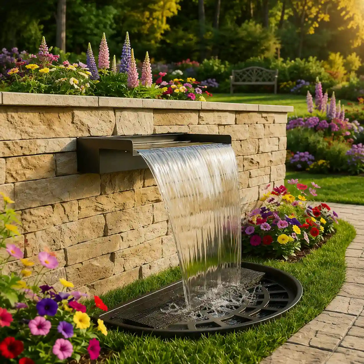 Embedded  pondless waterfall kits  rock water feature