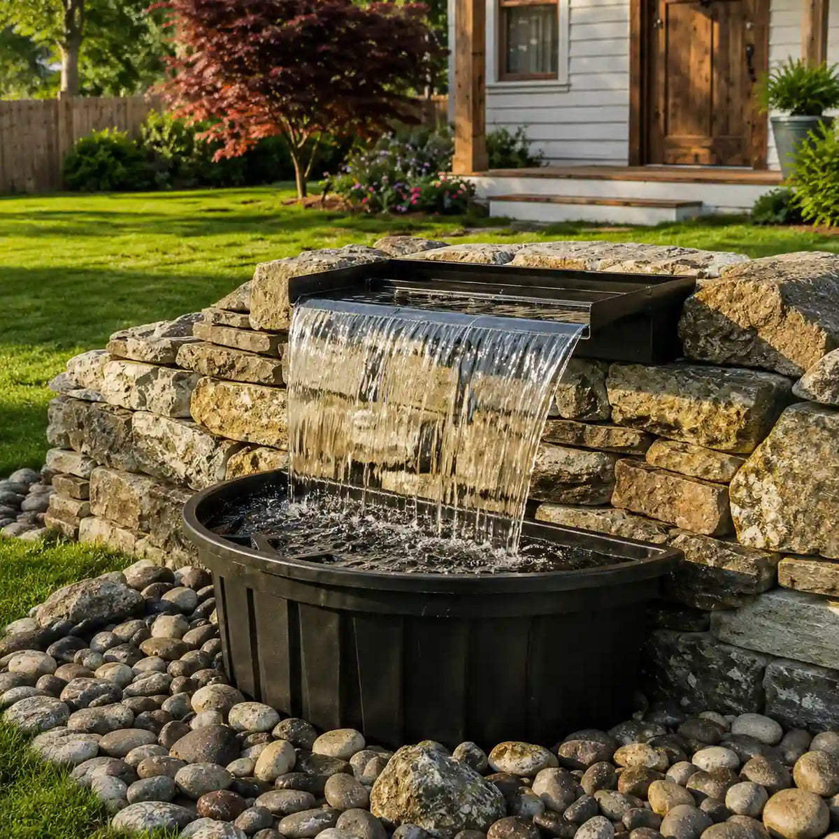 External  pondless waterfall kits  installation for courtyard water features