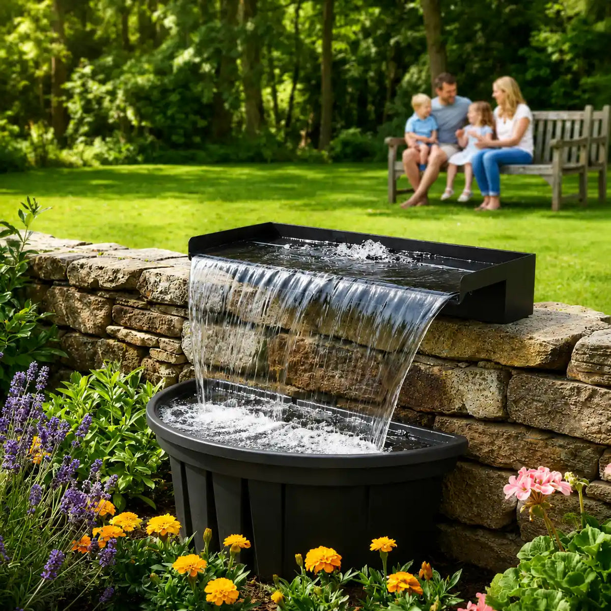 Fully_covered_basin pondless waterfall fountain kits