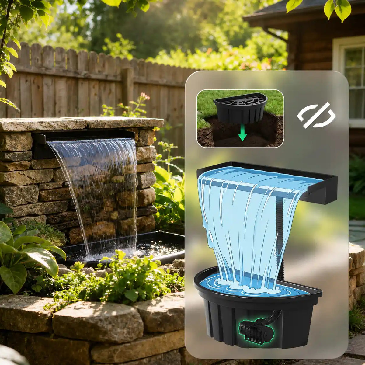 Hidden_design pondless waterfall fountain kits