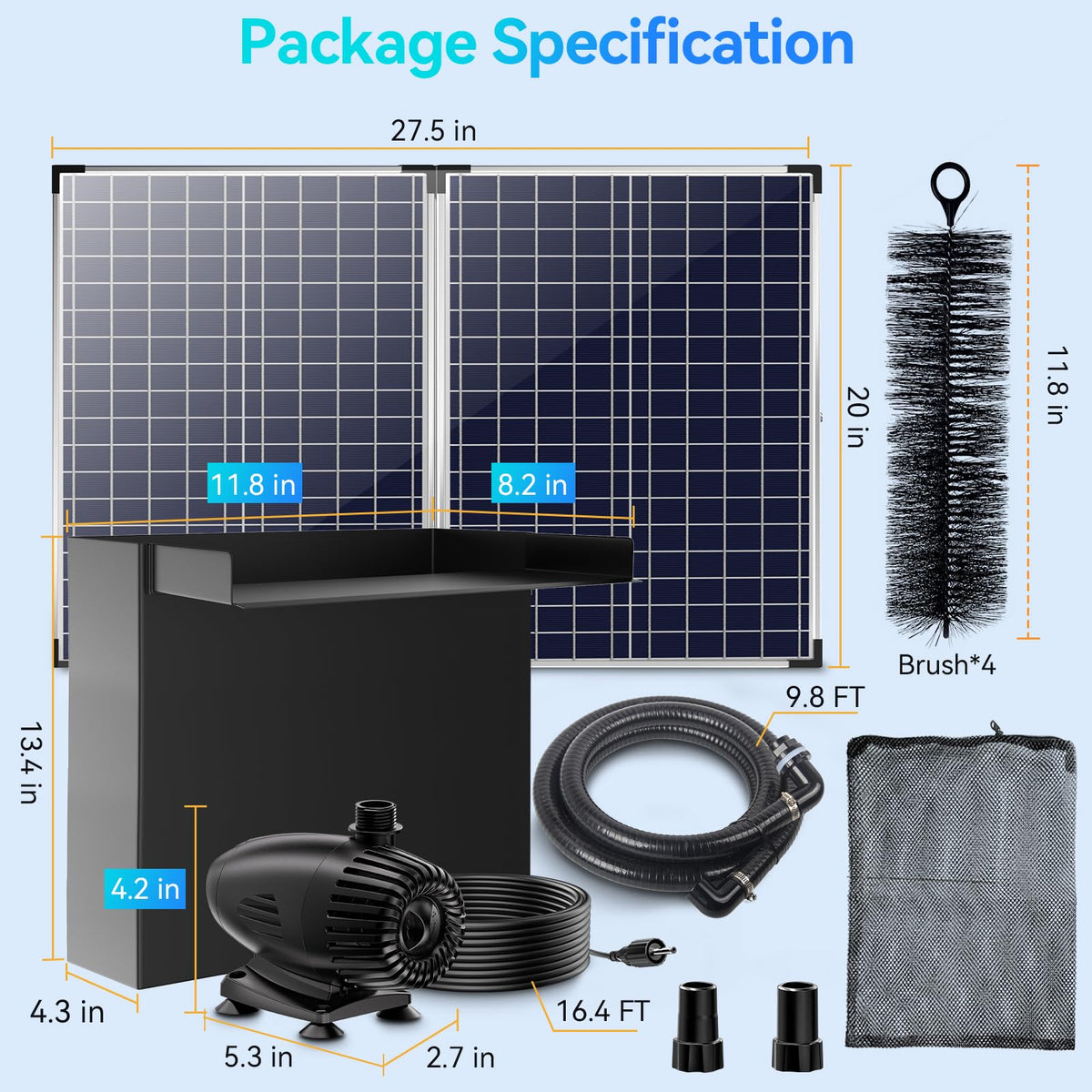 6′ x 6′ Pond Decor Kit | 3-in-1 Filter, Waterfall & Lights