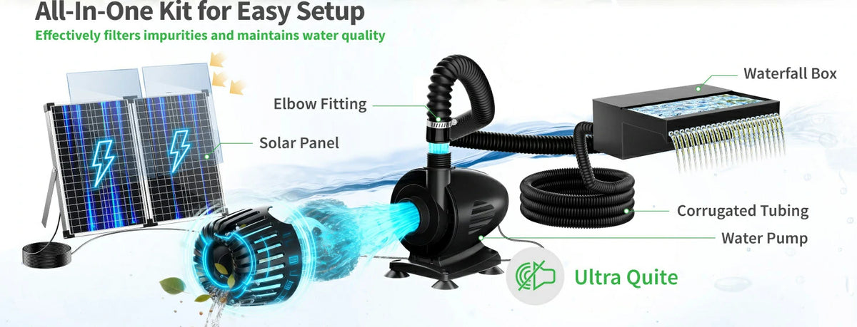 all in one solar powered garden waterfall