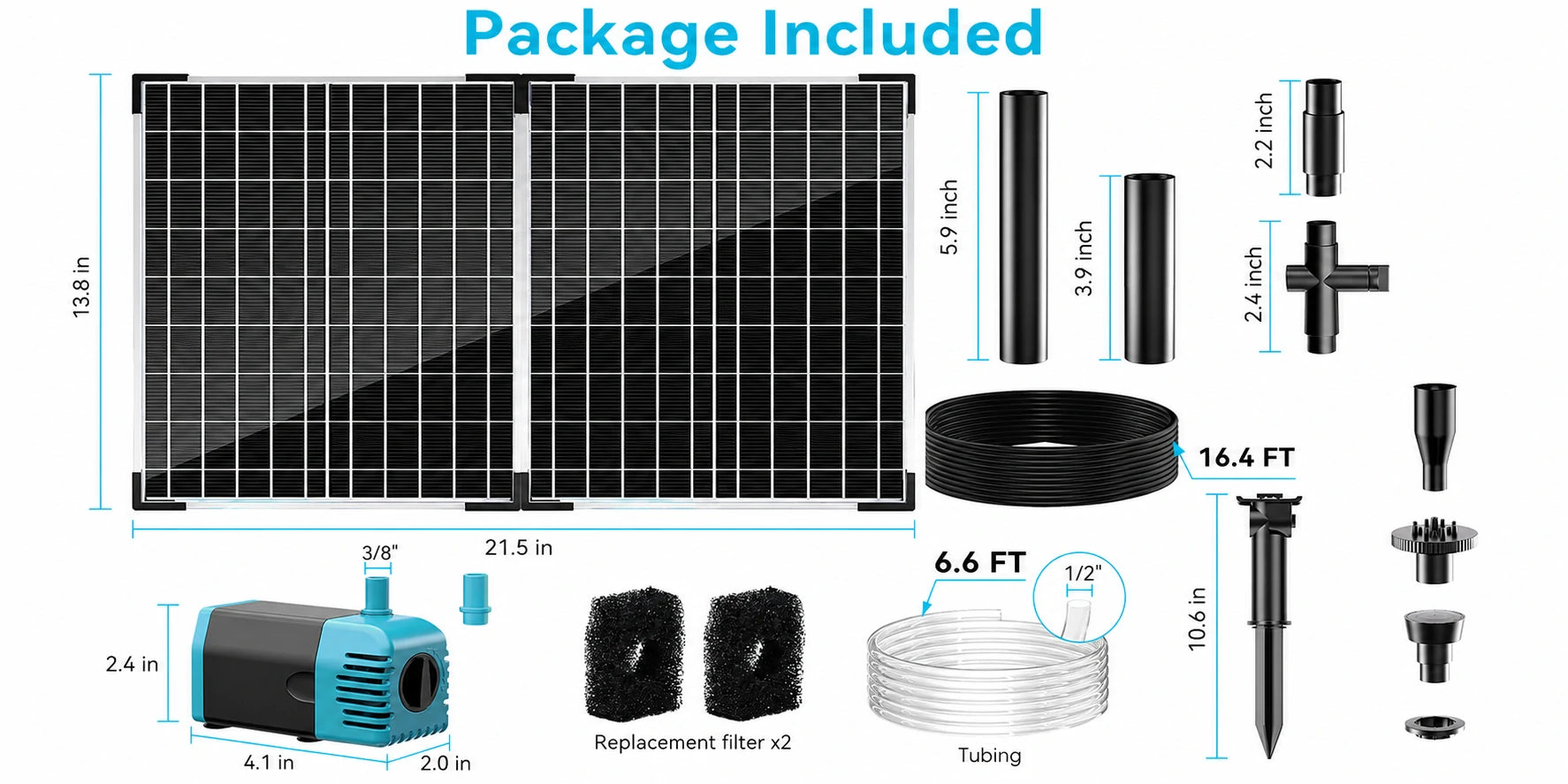fountain with solar powered pump package