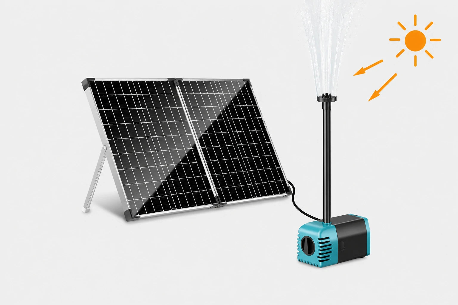 fountain with solar powered pump under sunlight