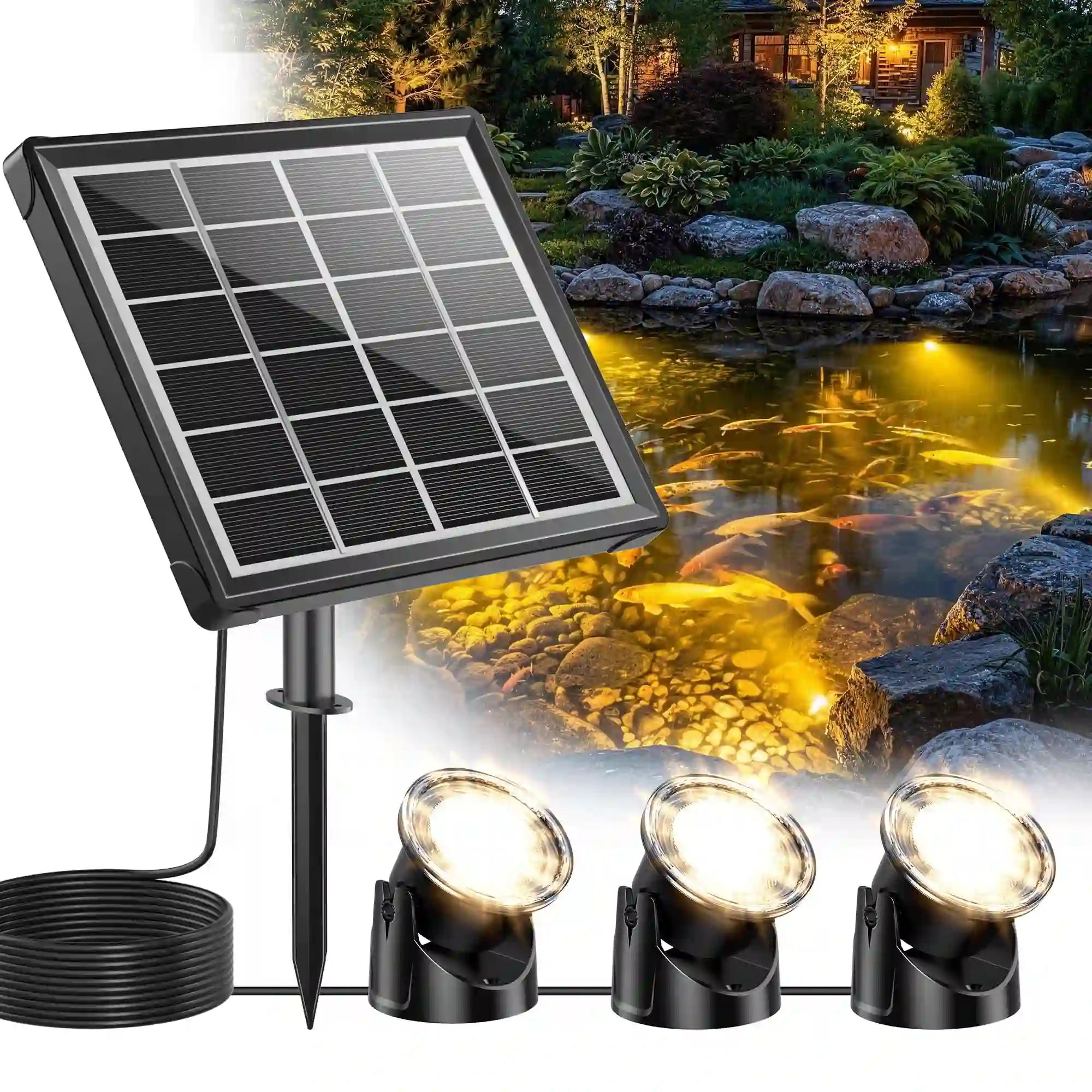 4W Warmwhite Solar Underwater Lights with 3 Heads
