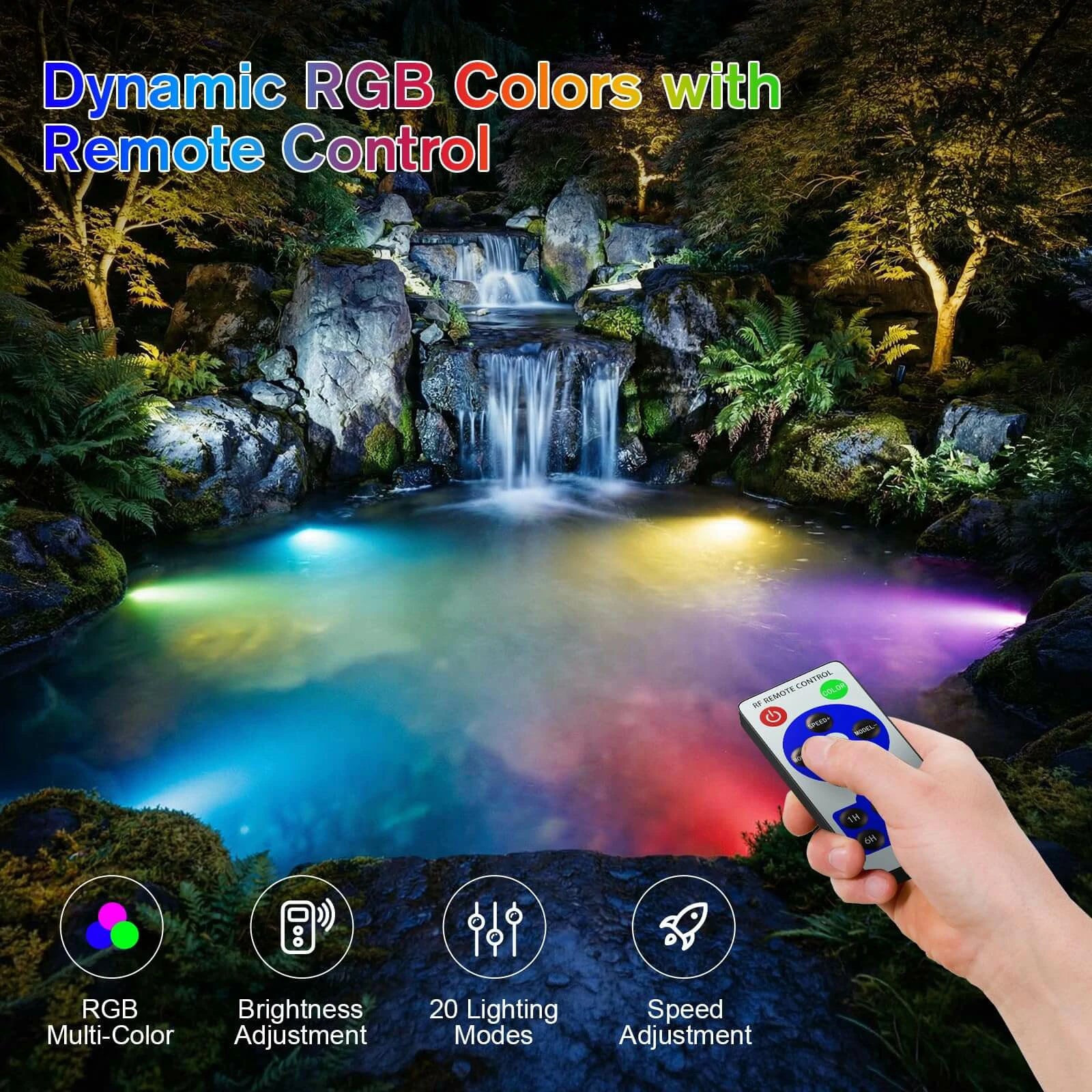 4-Head Colored Underwater Pond Lights with remote control