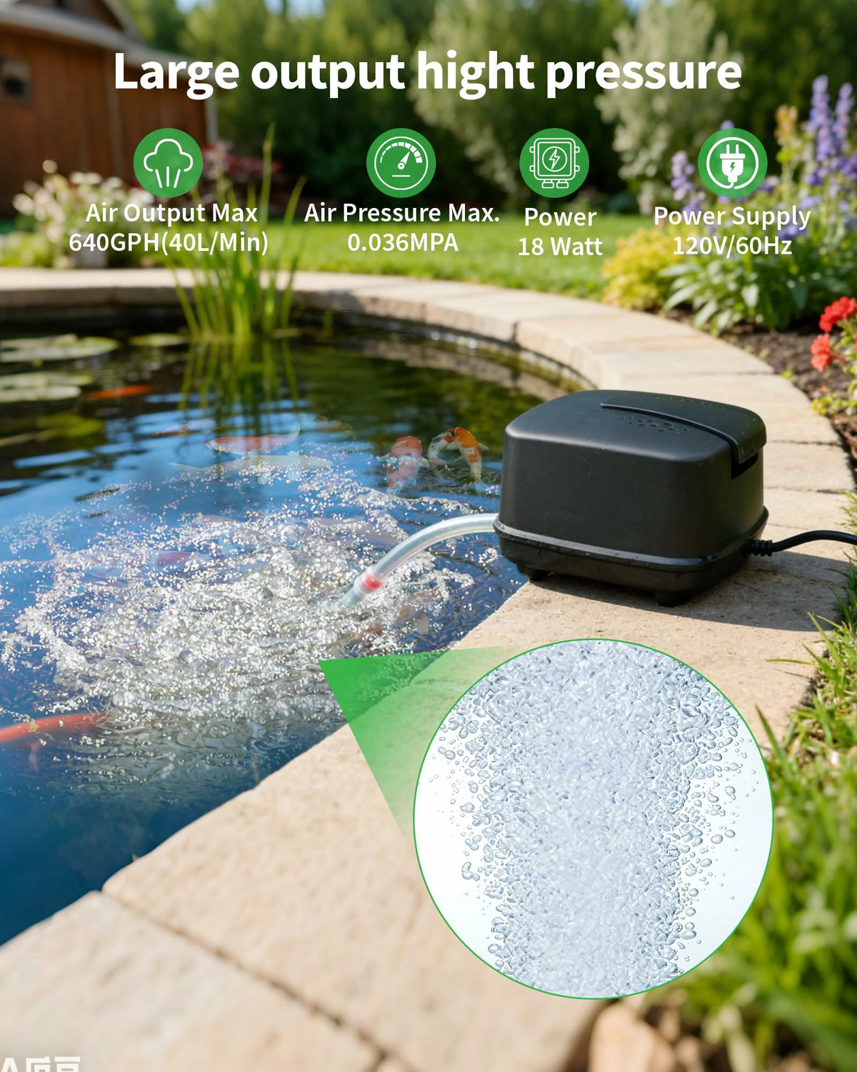 18W 640GPH AC Pond Aerator