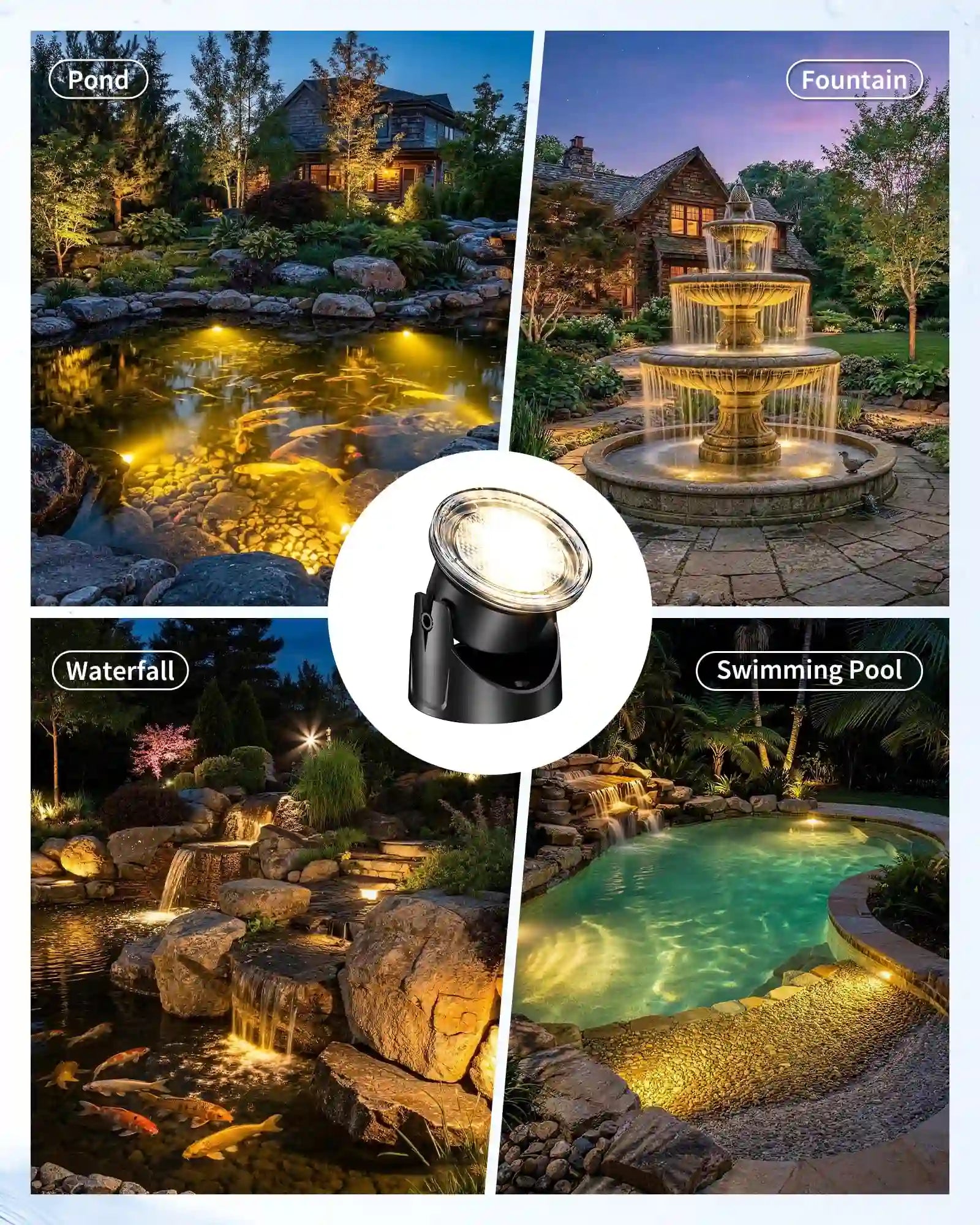 4W Warmwhite Solar Underwater Lights with 3 Heads