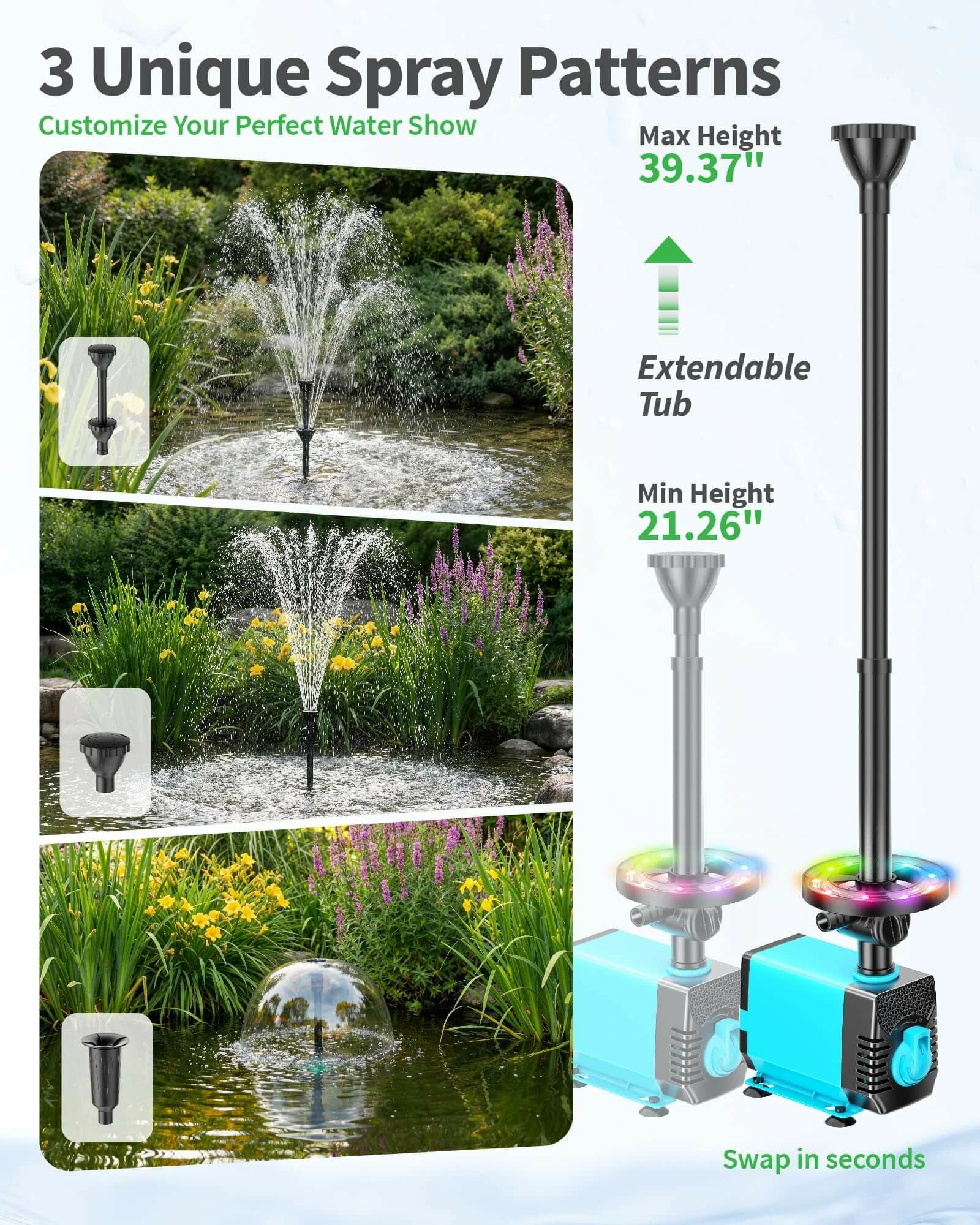 660GPH Water Fountain with LED Light