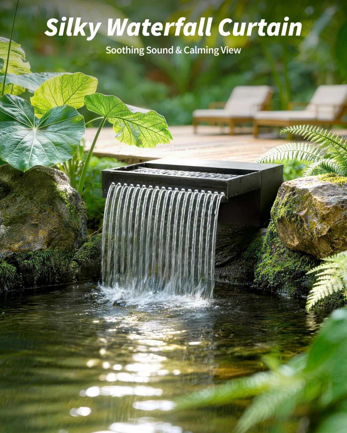55W 580GPH Solar Waterfall Pump Kit with 8" Spray Spillway