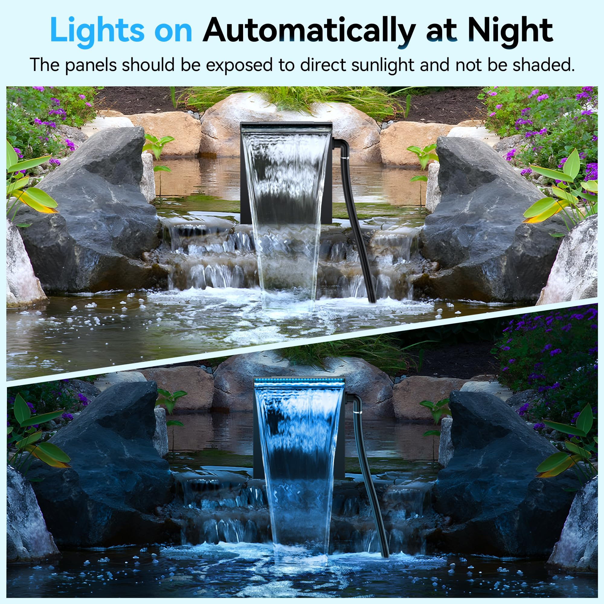 pond waterfall box cover with LED Light