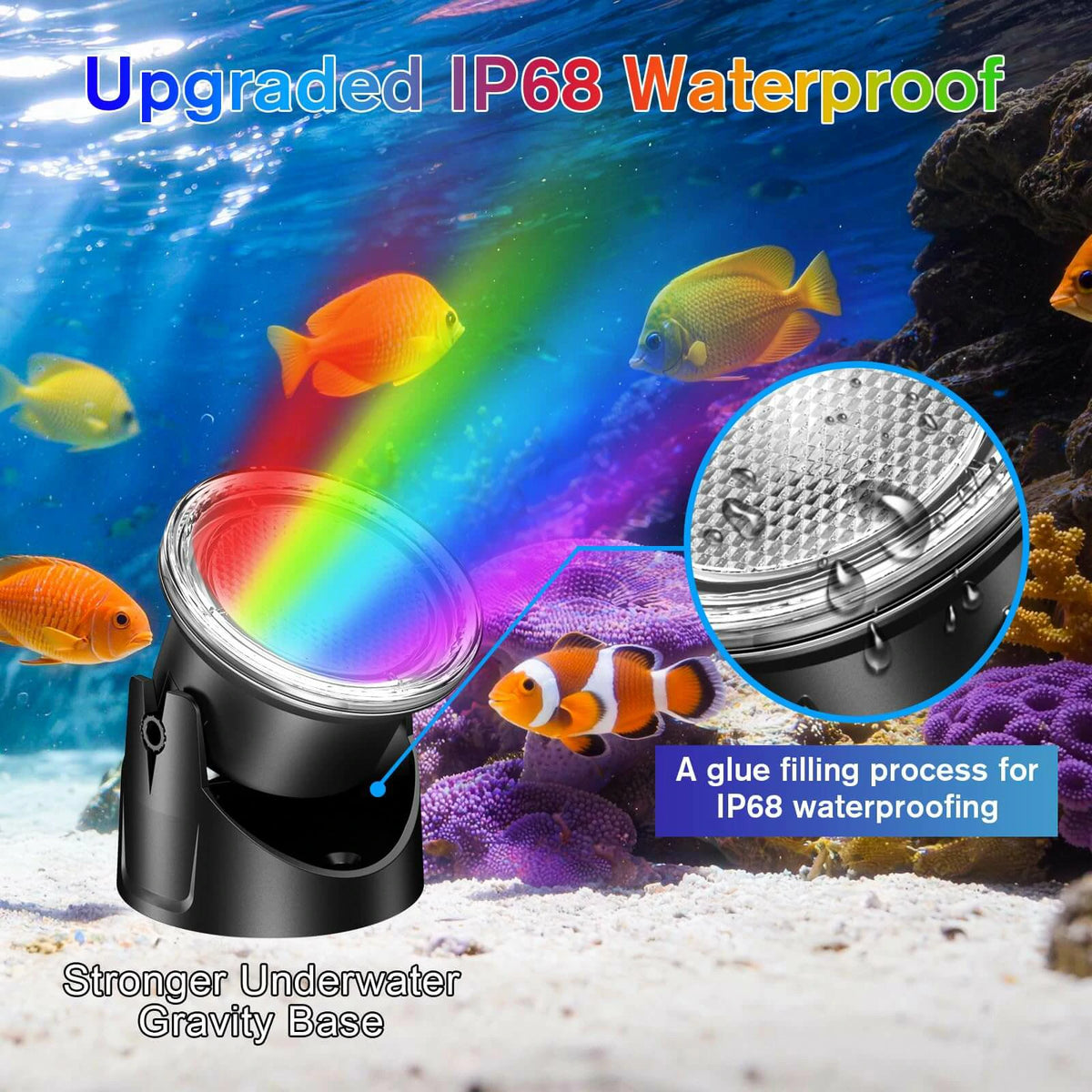 4-Head Colored Underwater Pond Lights IP68 waterproof