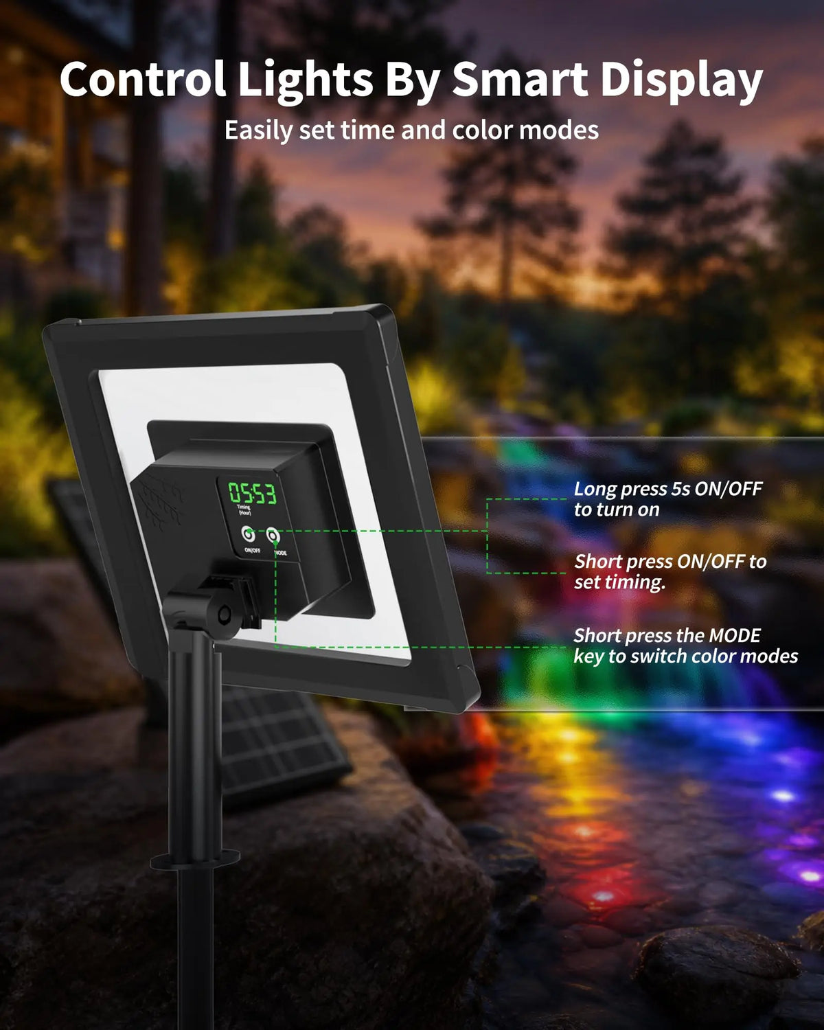 4W Colored Solar Underwater Lights with 3 Heads