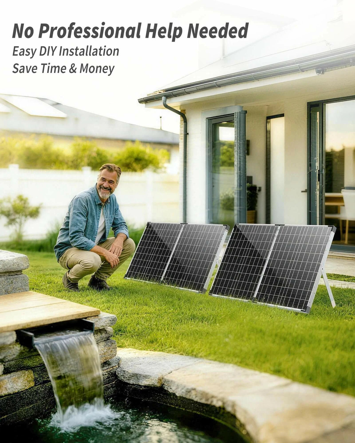 120W 1600GPH Solar Waterfall Pump Kit with 12.6"x15" Spillway