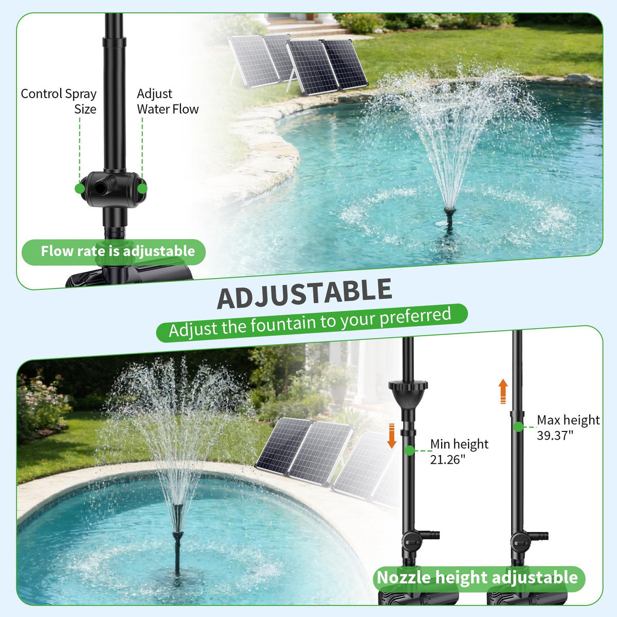 100W 1200GPH Solar Water Fountain Pump