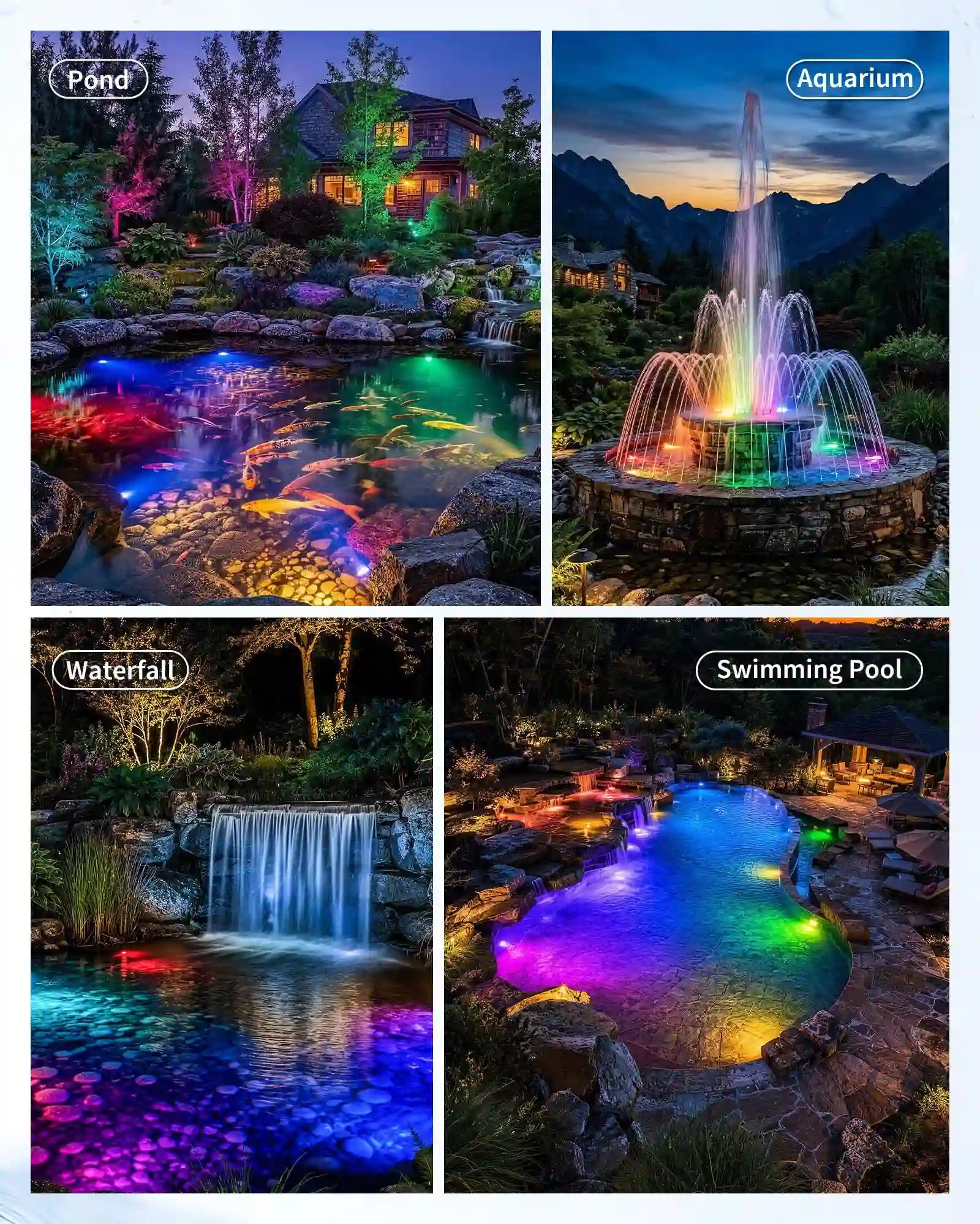 4W Colored Solar Underwater Lights with 3 Heads