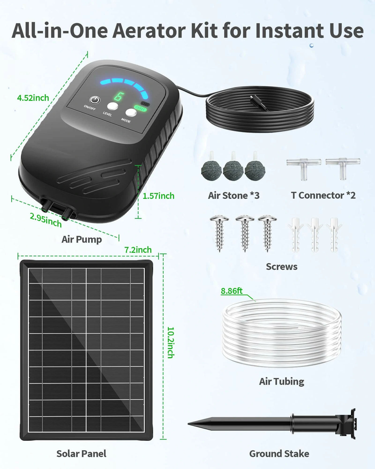 8W Solar Pond Aerator With 4400mAh Battery