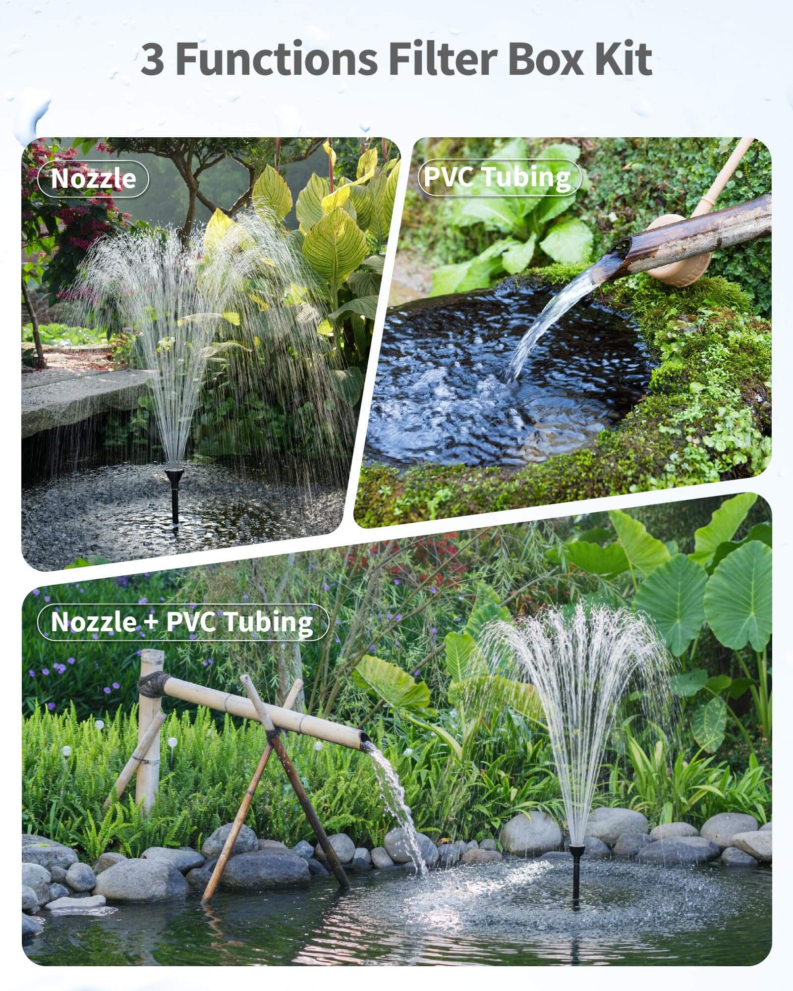 P2360D 40W 660GPH AC Pond Filter Fountain with Light