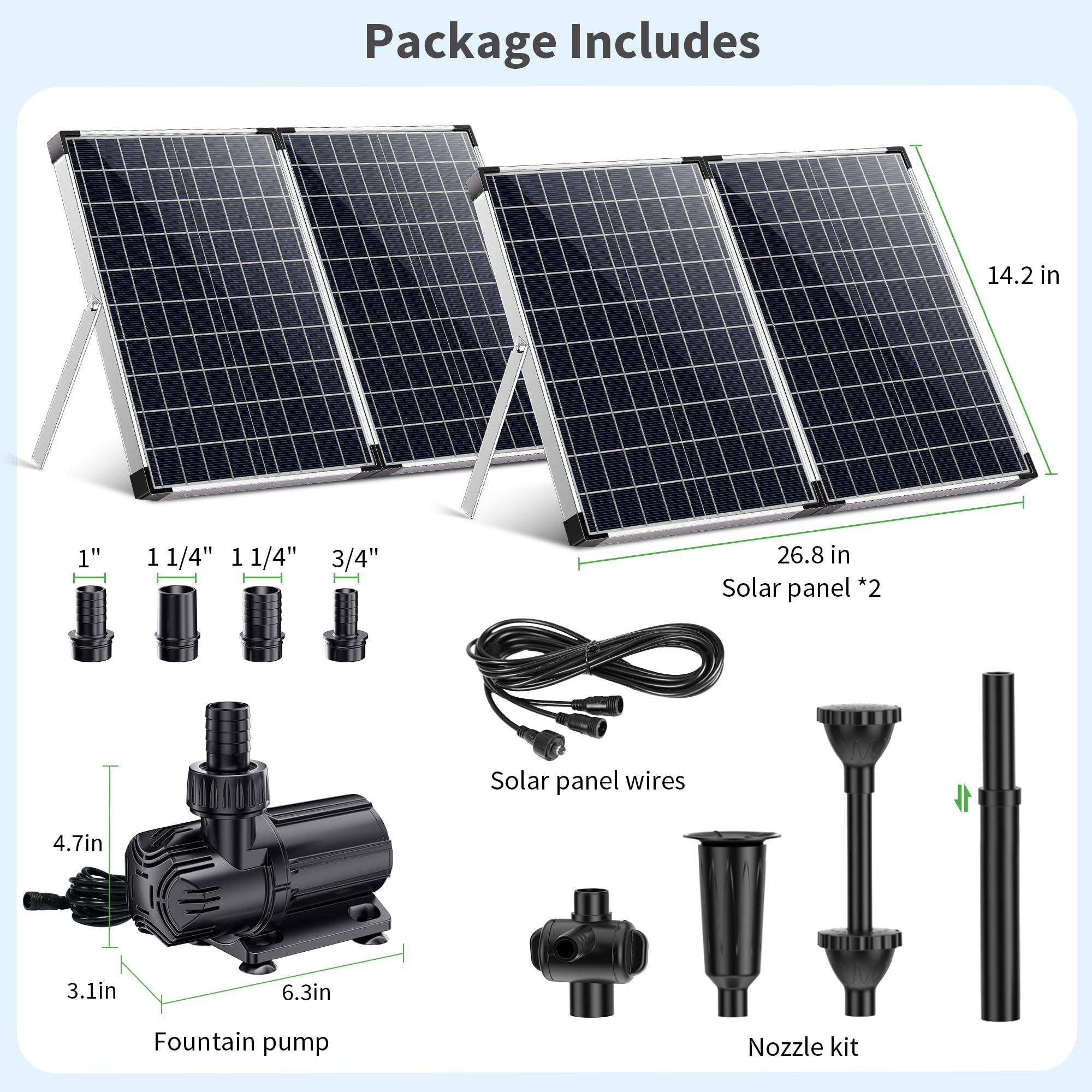 100W 1200GPH Solar Water Fountain Pump