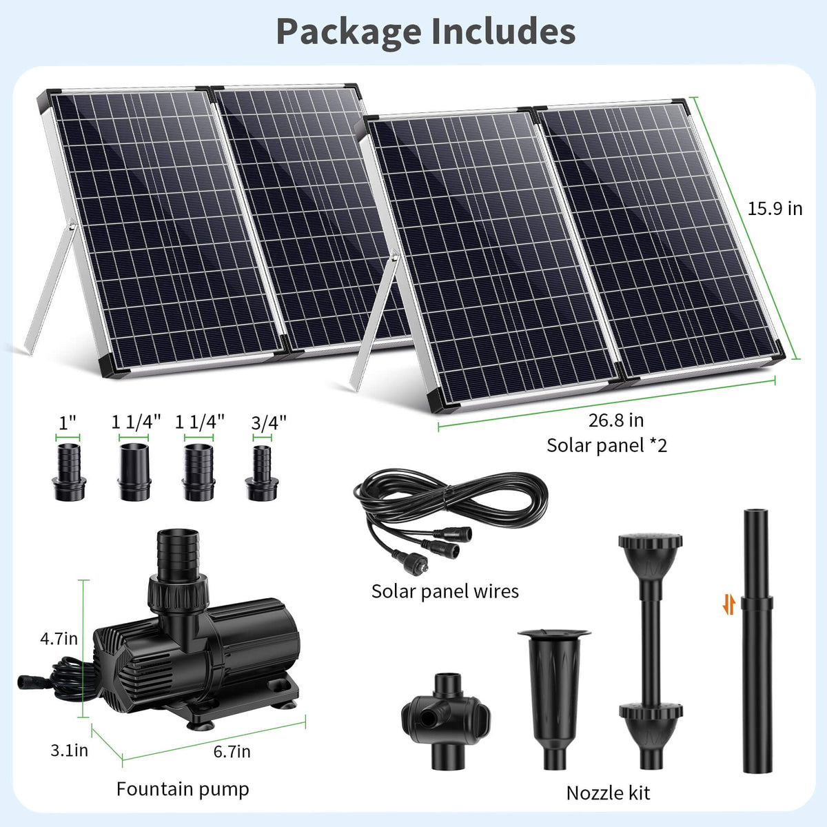 120W 1600GPH Solar Water Fountain Pump