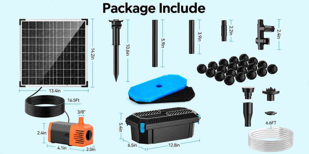 solar pond pump filter package