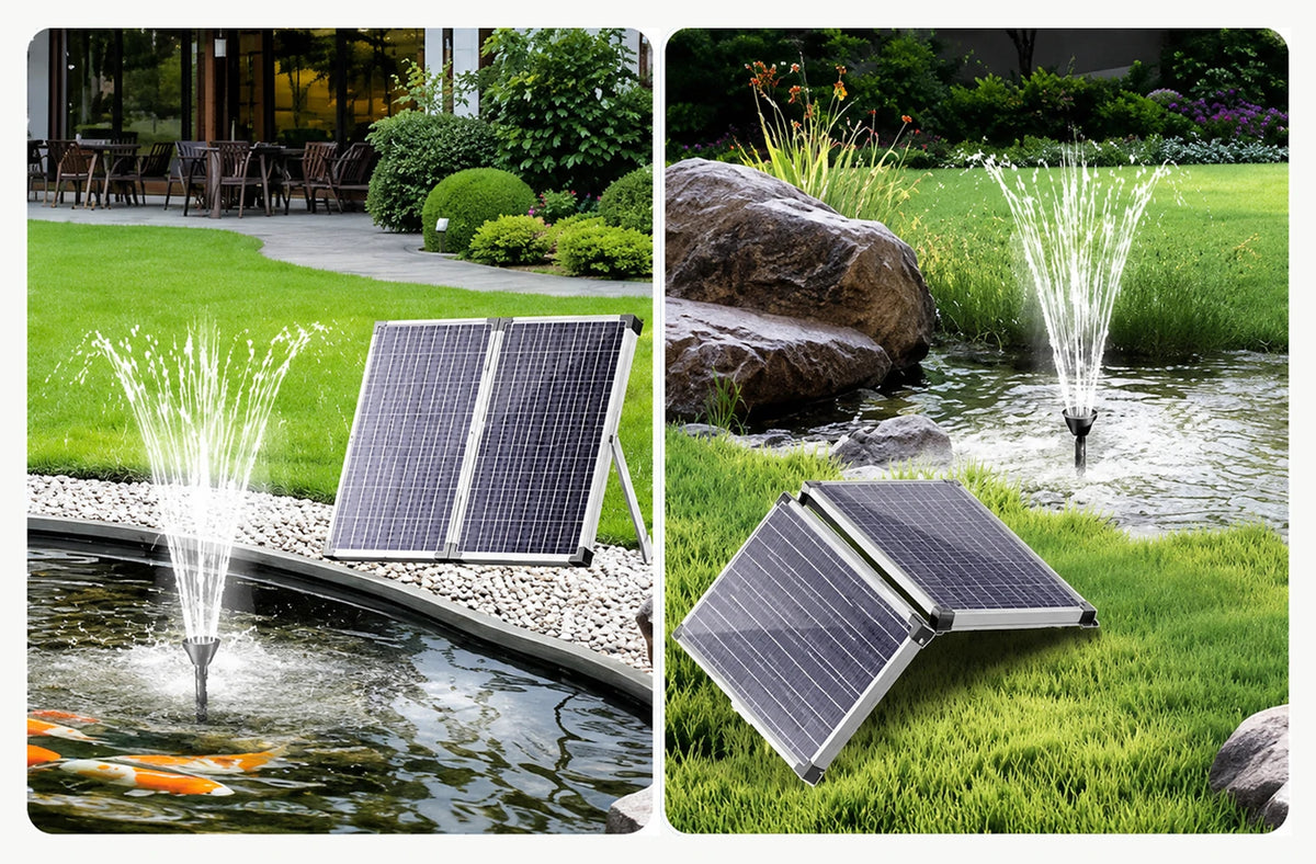 solar power fountain pump dual panel