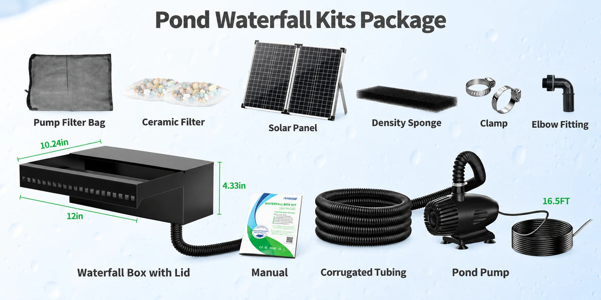 solar powered garden waterfall package