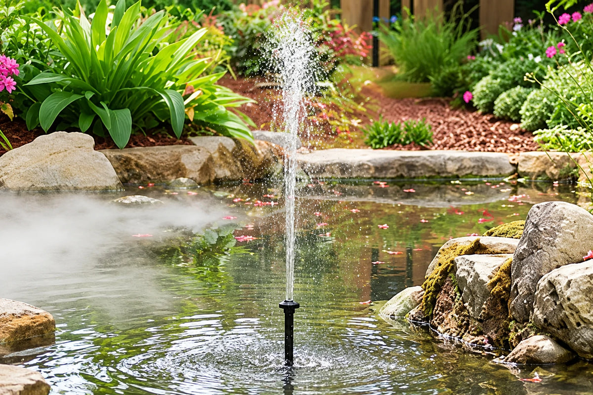 Garden fountain using the all-in-one water feature kit