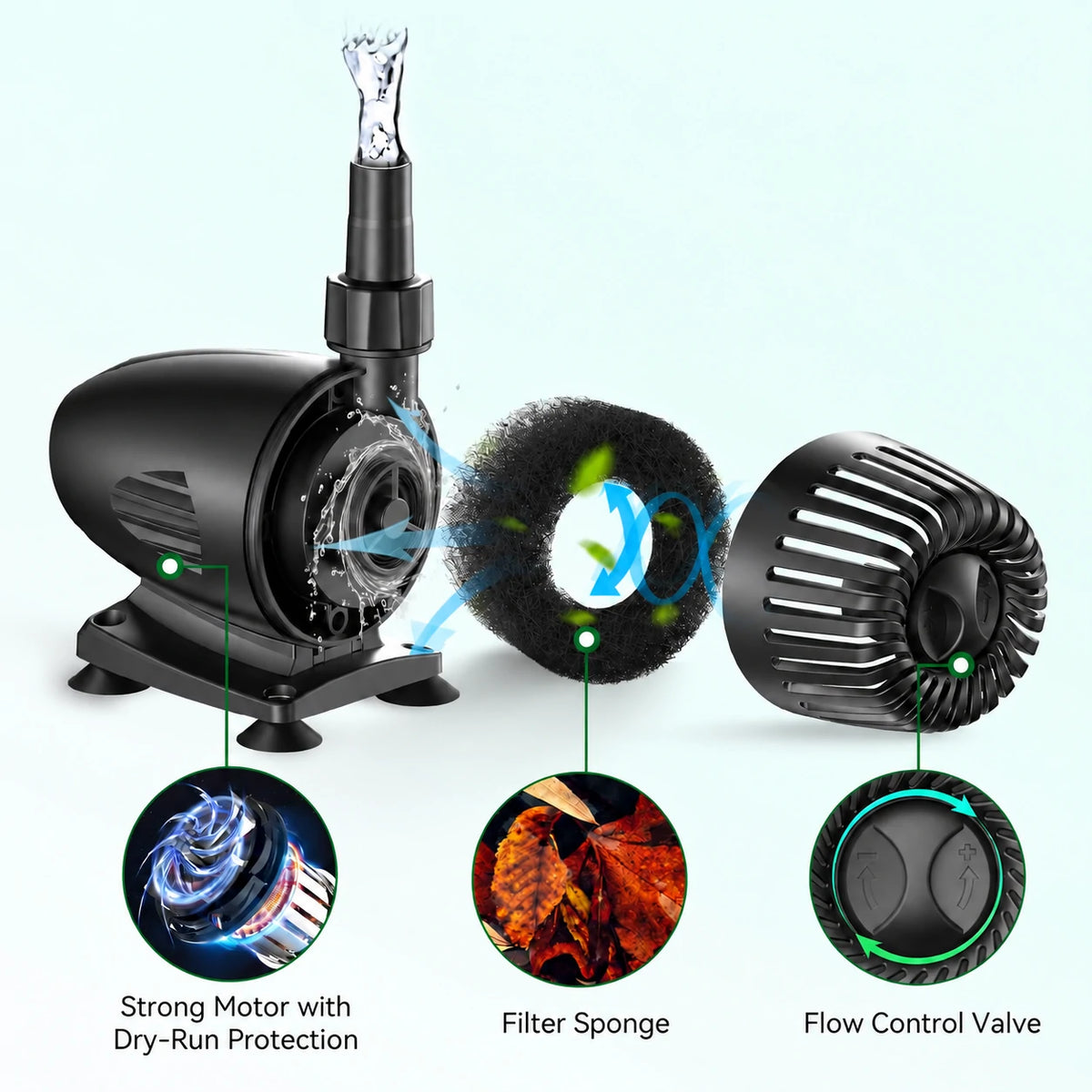 solar powered pump and filter for pond protection